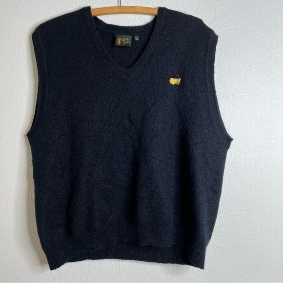 Vintage Bobby Jones Black Alpaca V-Neck Sleeveless Sweater Vest Size XL - Picture 1 of 7